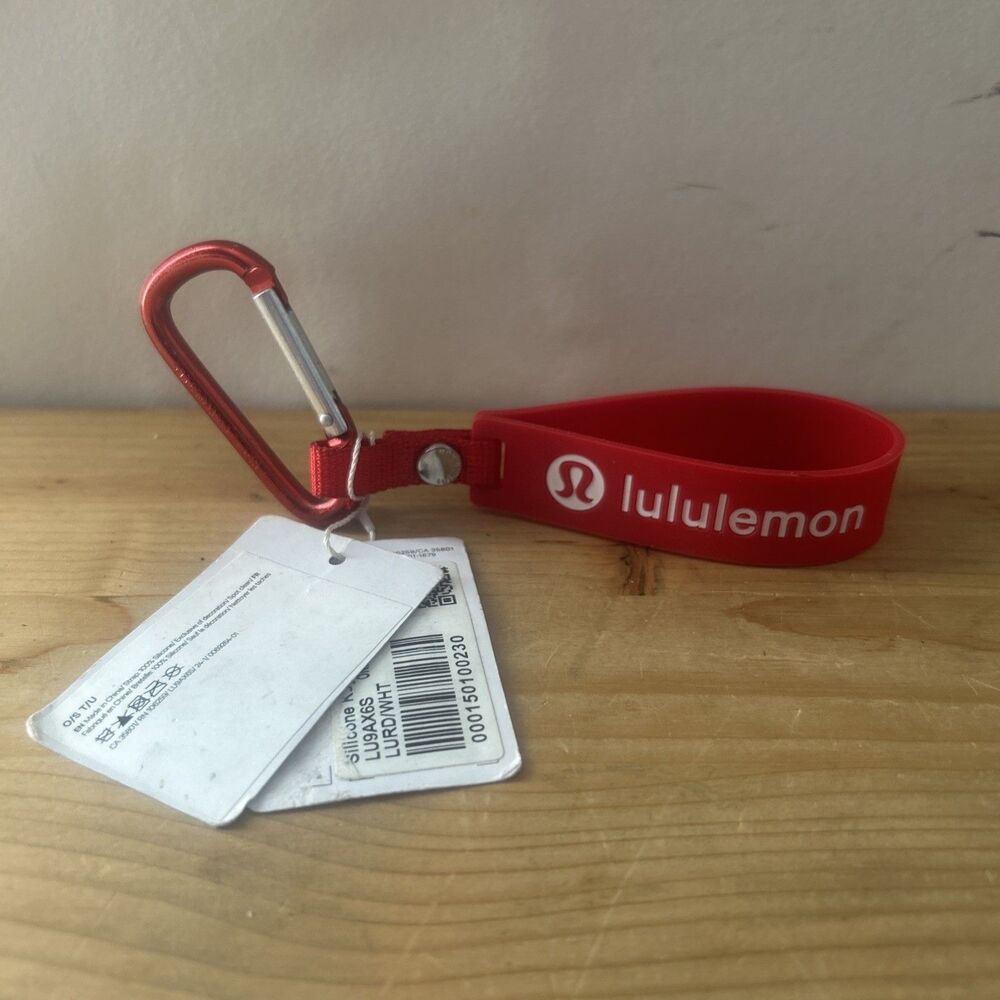 Lululemon Silicone Keychain NWT Red White Wrist Loop w Carabiner